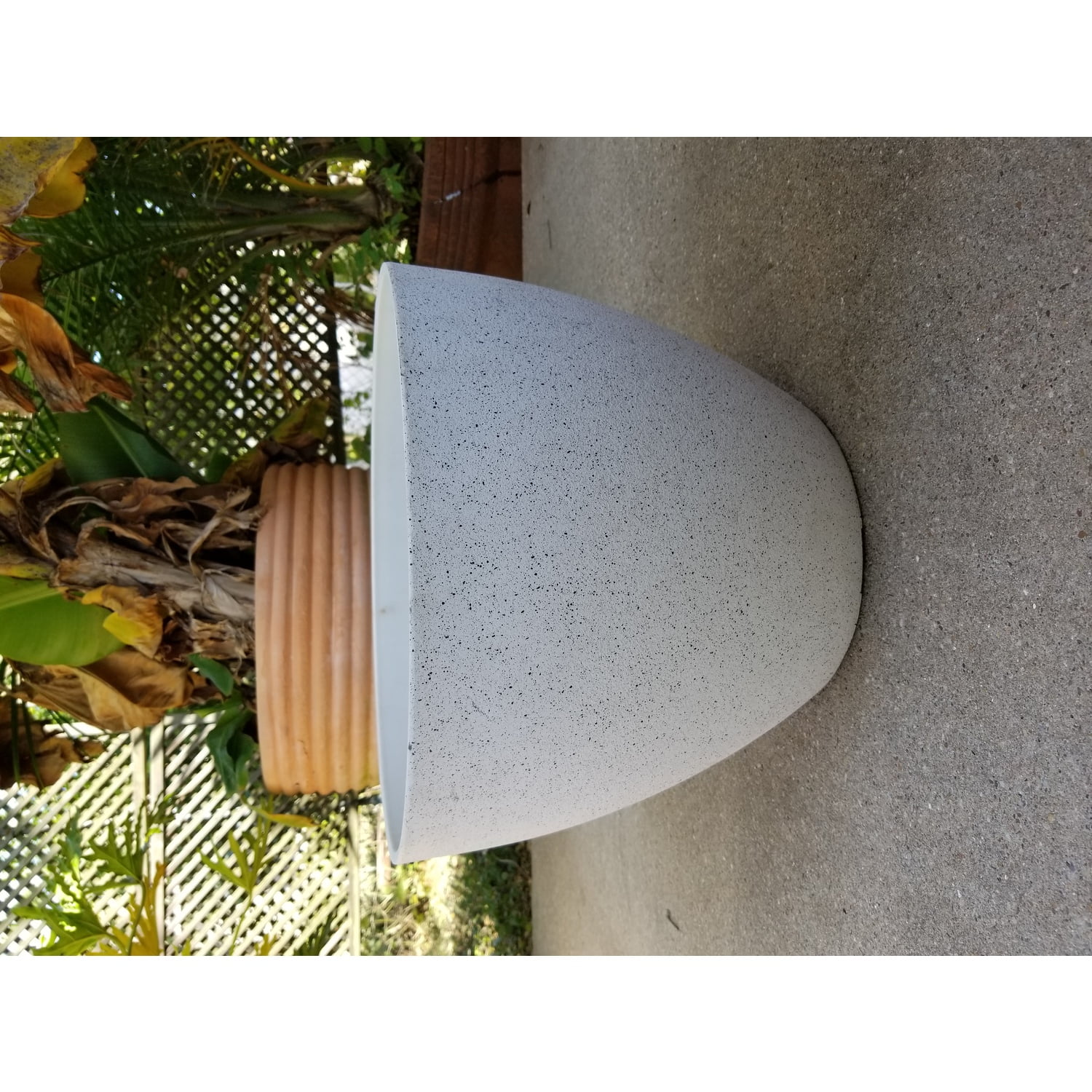 Exaco FM-WP17 Fiber Clay Planter, Spackled White - Medium & Large