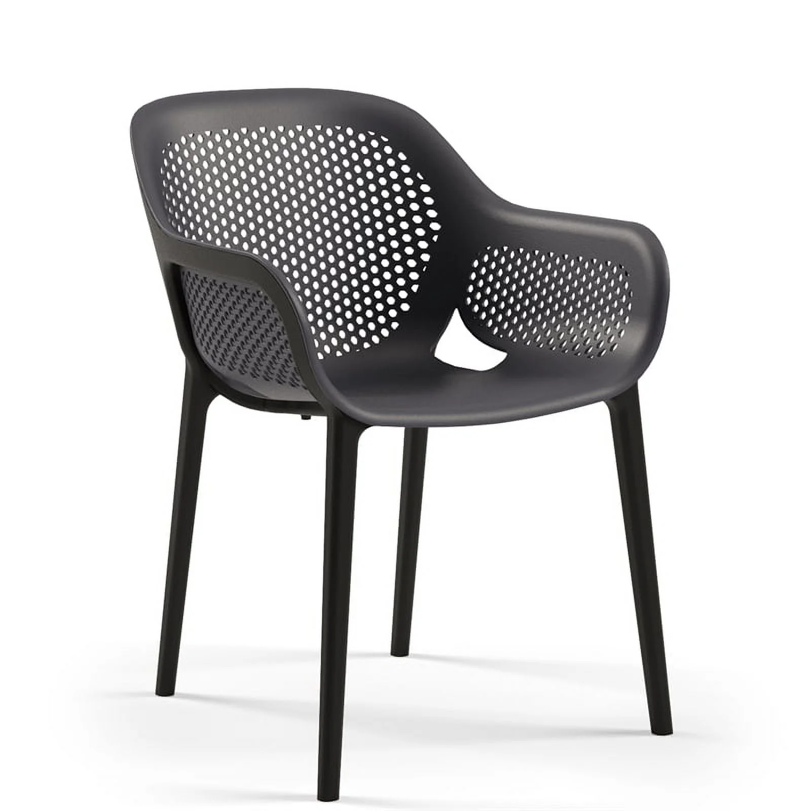 Omax Decor Atra Resin Patio Dining Chair in Anthracite Black - (Set of 2)