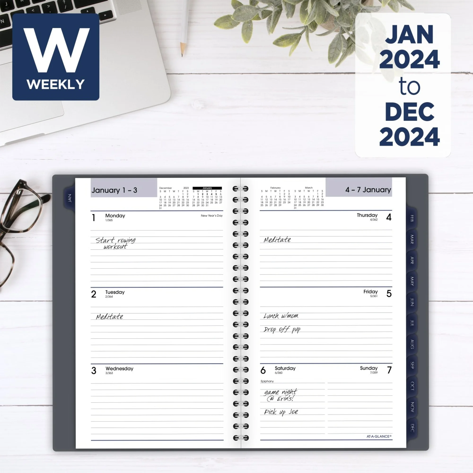 AT-A-GLANCE DayMinder 2024 Weekly Monthly Planner Gray Small 5 x 8 - Weekly