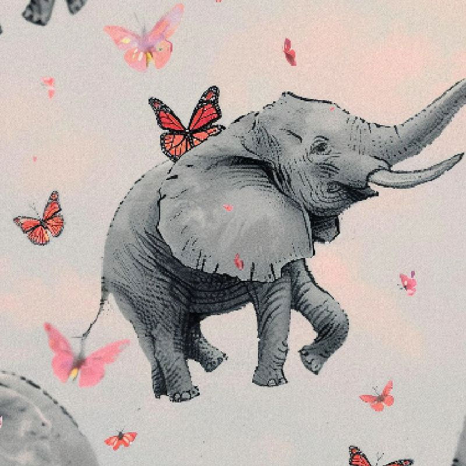 Plo0ole  Cute Elephant Butterfly Round Fitted Tablecloth Elastic Edge Waterproof Oil-Proof Table Cover Stain-Resistant Table Cloth Fits Round Tables  White