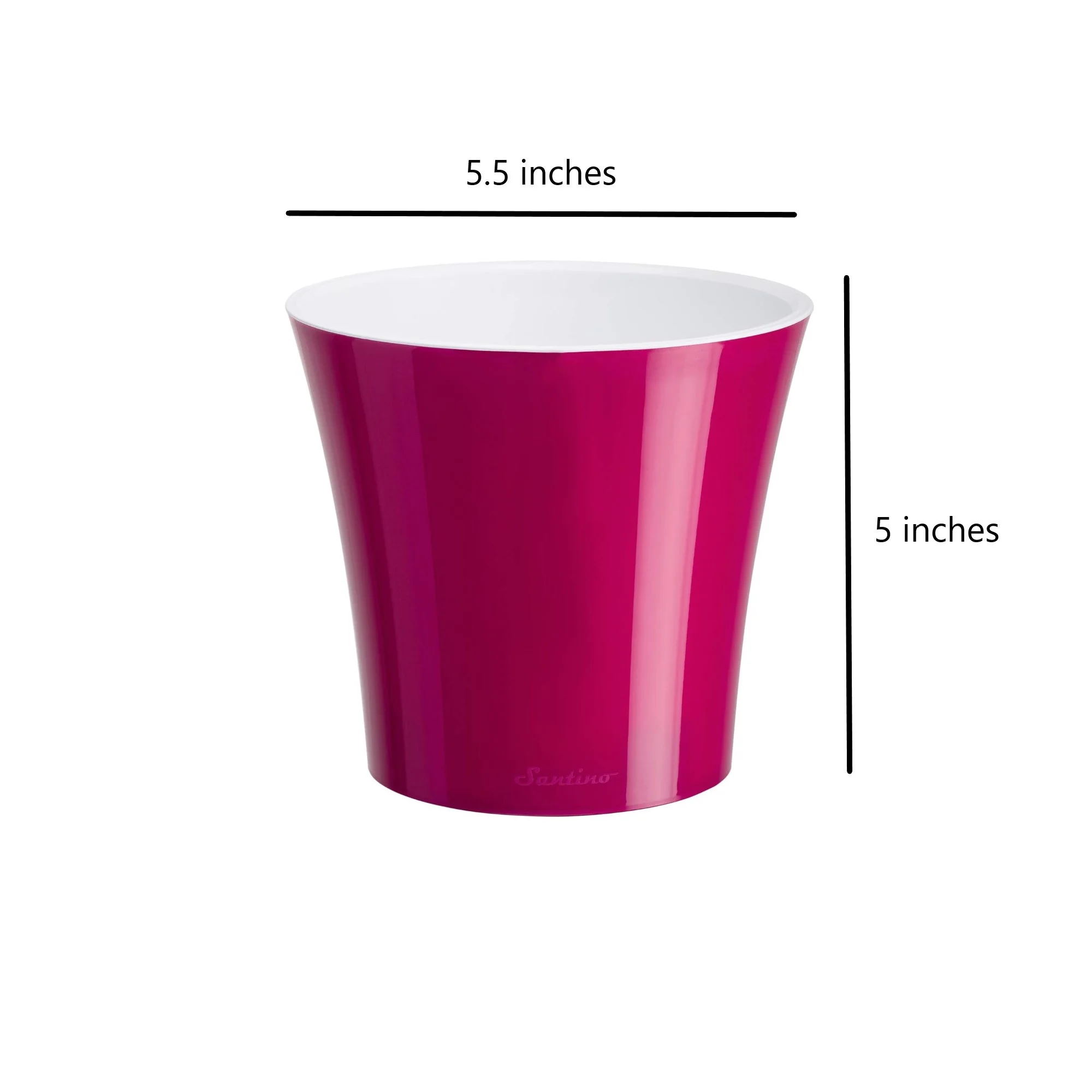 Decopots Plastic Round Modern Flower Pot with Drainage Planter, Purple White, 5.5