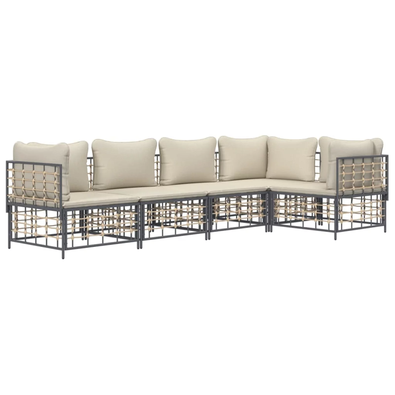 Dcenta 5 Piece Patio Set with Cushions Anthracite Poly Rattan