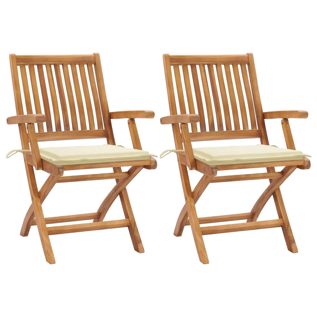 moobody Patio Chairs 2 pcs with Cushions Solid Teak Wood