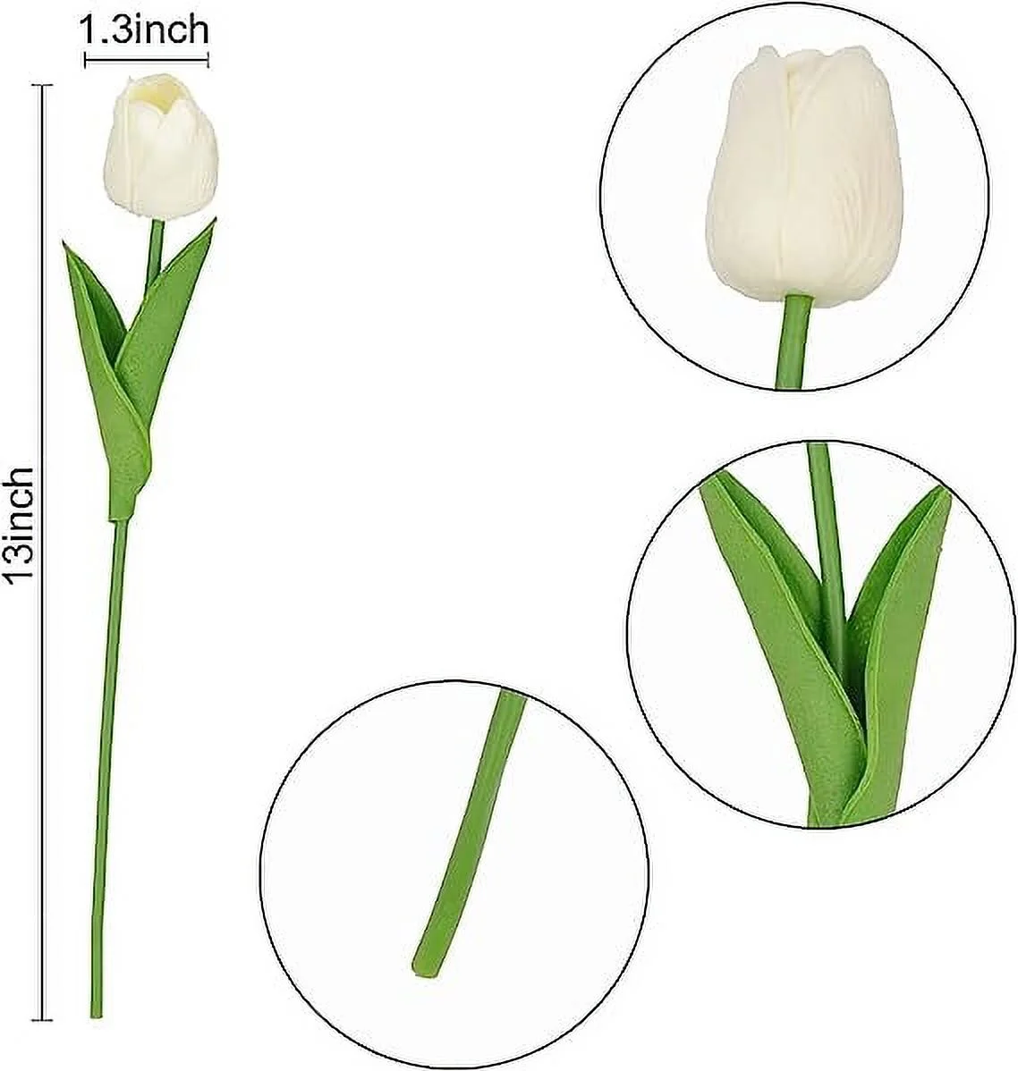Zhuge 10pcs Artificial Tulip Flowers ,Real Touch Tulip Bouquet, Fake Tulip Bouquet for Home Garden Wedding Party Indoor Outdoor Decoration (White)