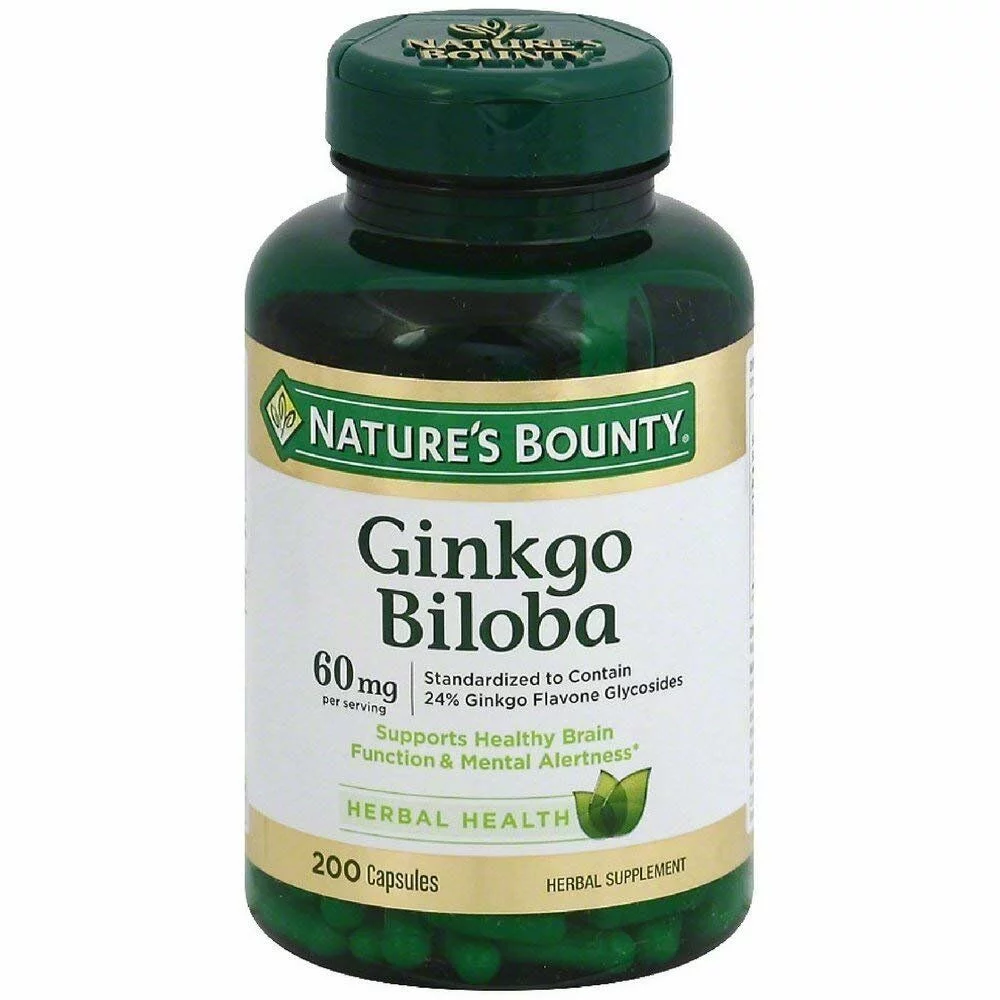 Nature's Bounty Ginkgo Biloba 60Mg Capsules 200 Ea, 2-Pack