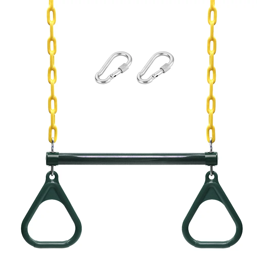 HighQuality Trapeze Swing Bar and Rings Set Rust Resistance Adjustable Chain Height Family Fun Swing for Kids
