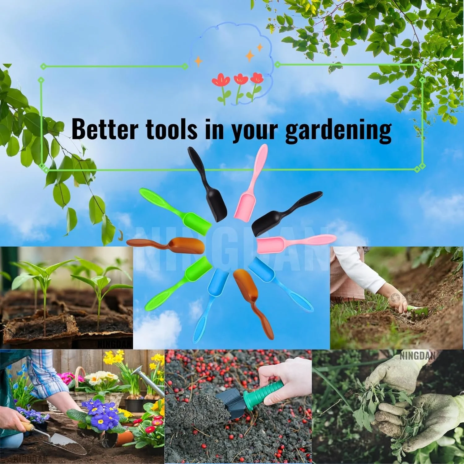 Colorful Set of 10 Small Plastic Garden Soil Scoops for Vibrant Mini Potting Tools  Ideal for Planting Flowers  Succulents  or Scooping Milk Powder; Available in Five Colors  Perfect for