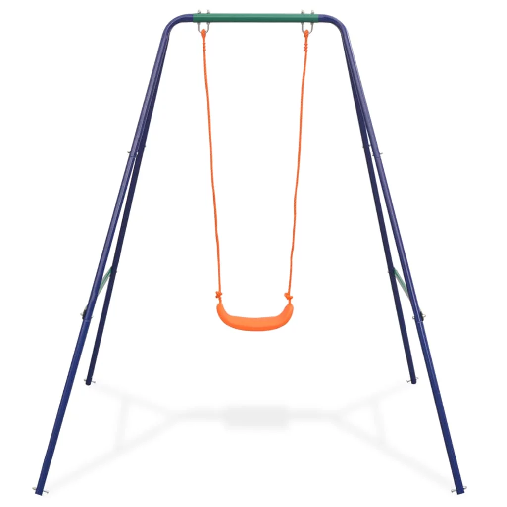Anself 2-in-1 Single Swing and Toddlder Swing Set Steel A-Frame Outside Playground Swing Seat Children Patio Playset Toys 67 x 57.1 x 70.9 Inches (W x D x H)