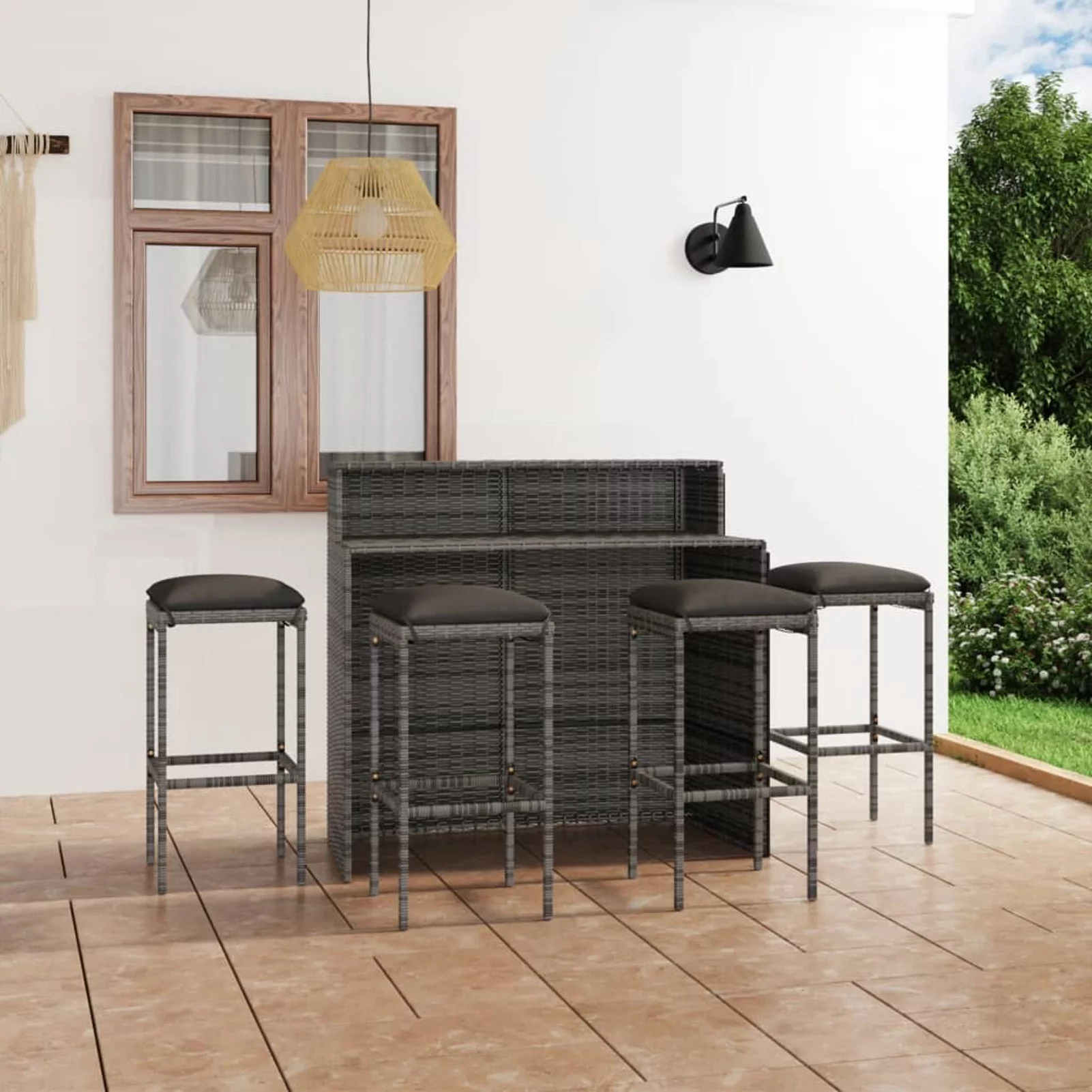 Irfora parcel,Balcony Furniture 5 Piece Patio Table And ChairsTable FurnitureBar SetFurnitureAnd Chairs 5 Set With Cushions Piece Patio Bar Camerina Barash