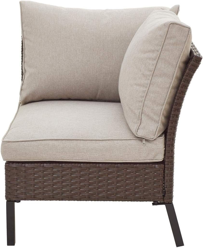 xrboomlife Outdoor Corner Sofa Wicker Armless Chair Non-Armrest Sofa with Cushions All-Weather Metal Frame  for Garden Pool Porch Backyard