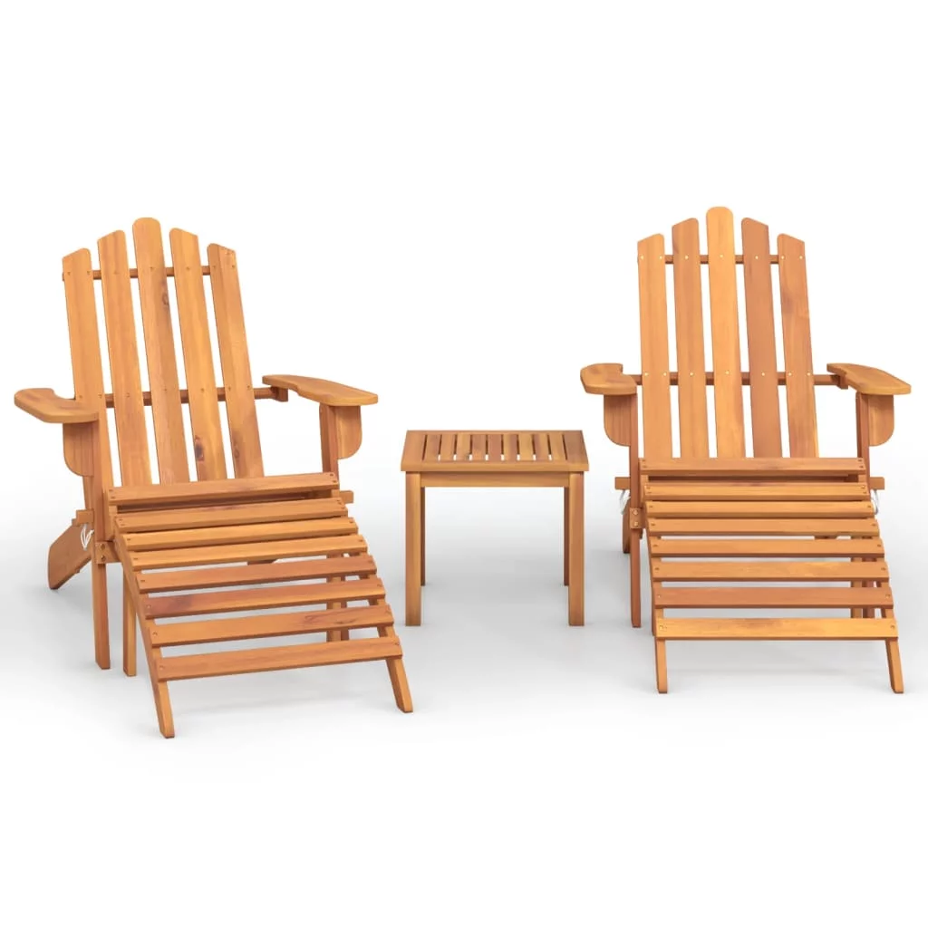 Dcenta 3 Piece Adirondack Patio Set Solid Wood Acacia