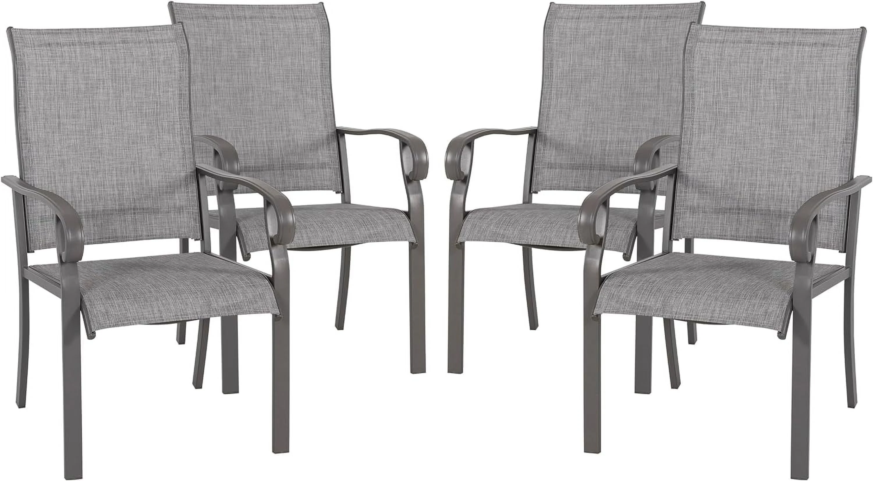 NUU GARDEN Patio Dining Chairs Set of 4, All Weather Textilene Patio Chairs,Powder-Coated Metal Frame Outdoor Patio Bistro Dining Chairs for Lawn Garden Backyard, Light Gray