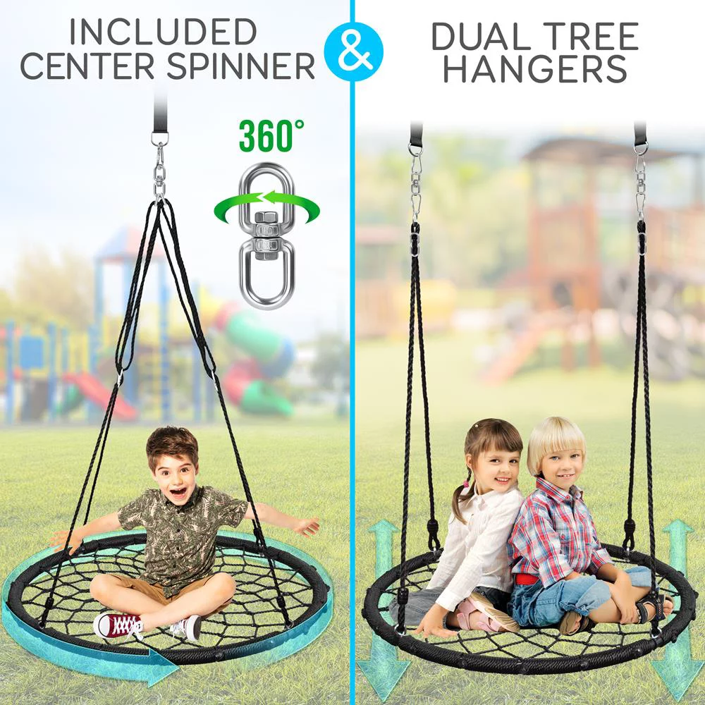 SereneLife Spider Web Tree Saucer Swing - Netted Webbed Seat for Grip & Comfort, Max Weight 600lbs
