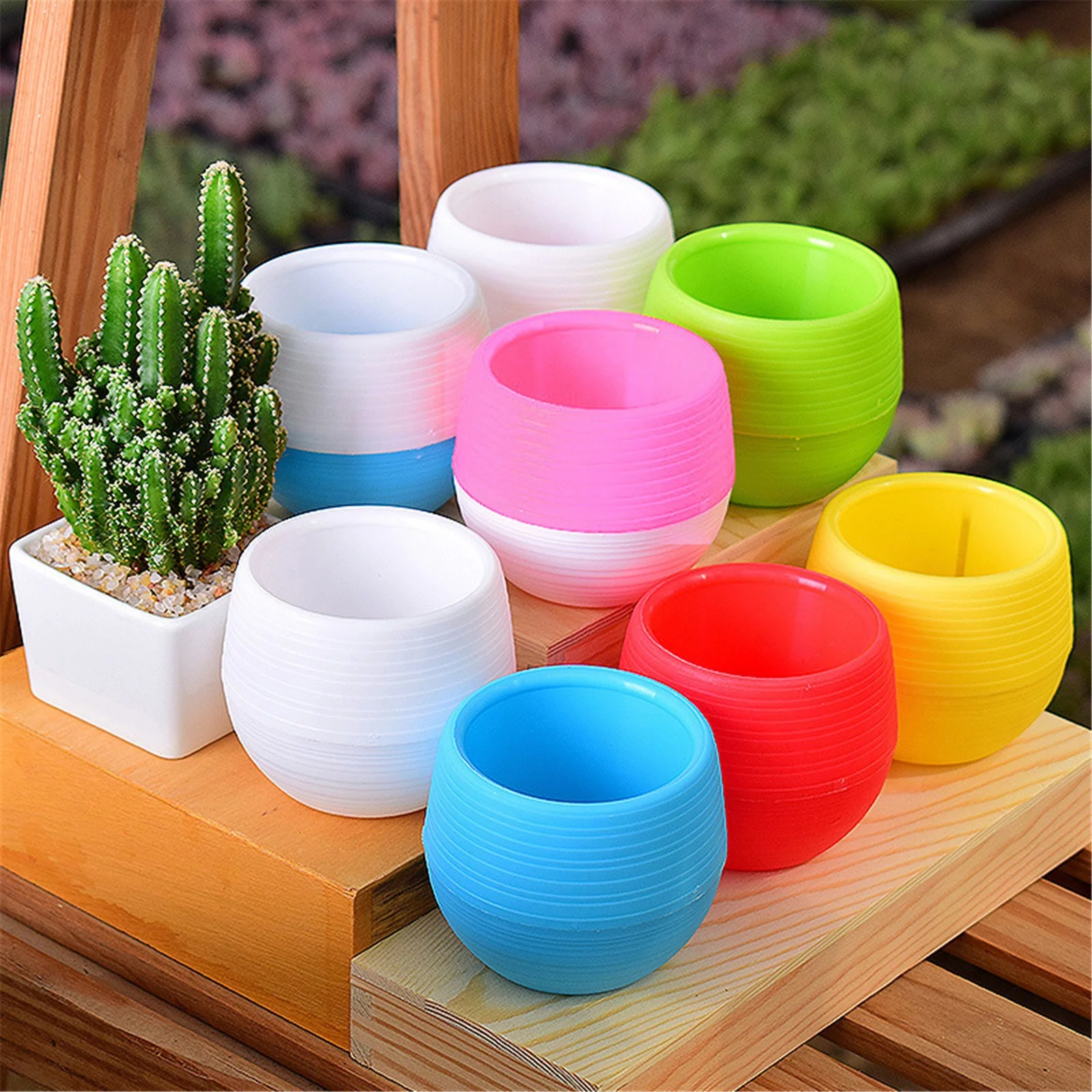 Bnnlsa Flower Pots Meat Small Flower Pot Stone Flower Pot Rainbow Pot Thickened