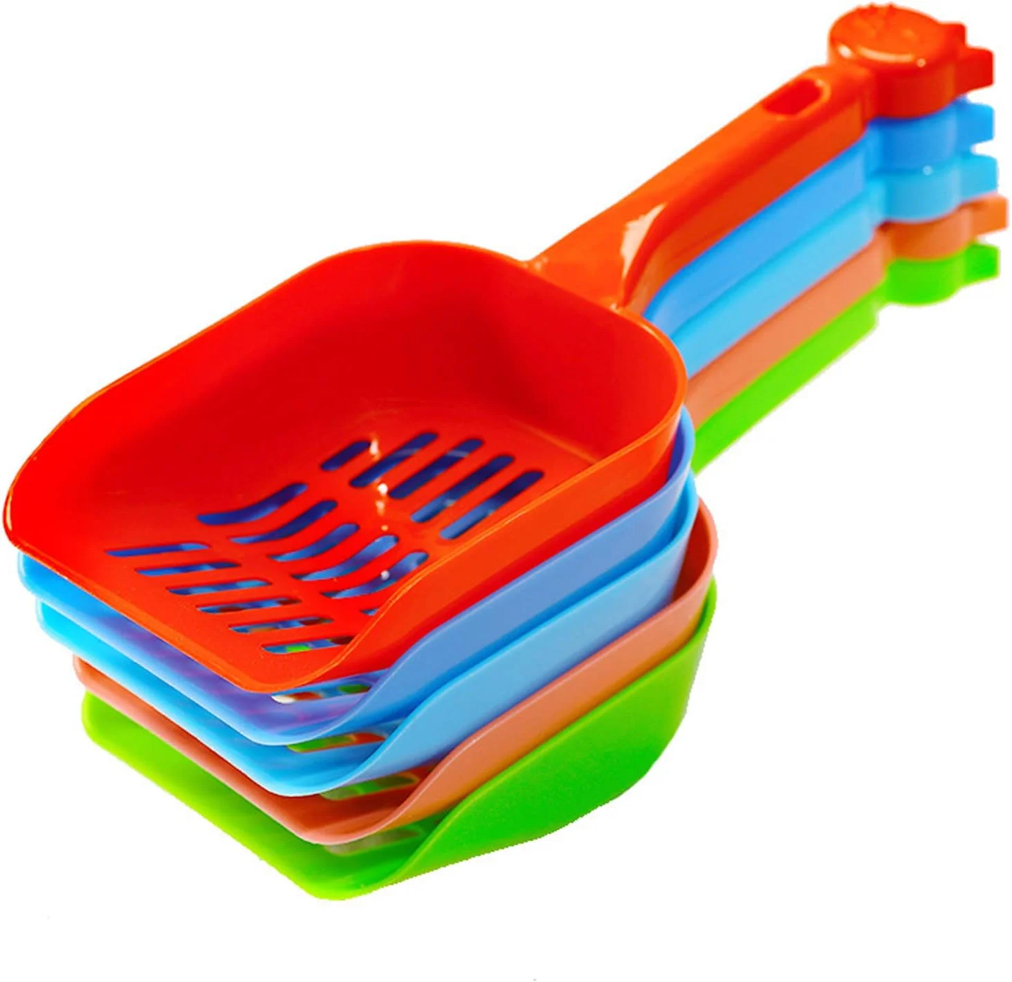 YHRY Cat Litter Spoon, Plastic Cat Litter Pet Shovel, Durable Gripping Sieve Pet Poop Scoop, with Long and Strong Plastic Handle Cleaning Tool, with Feeder Scoop Set, Easy to Clean, 3 Pieces (Random C