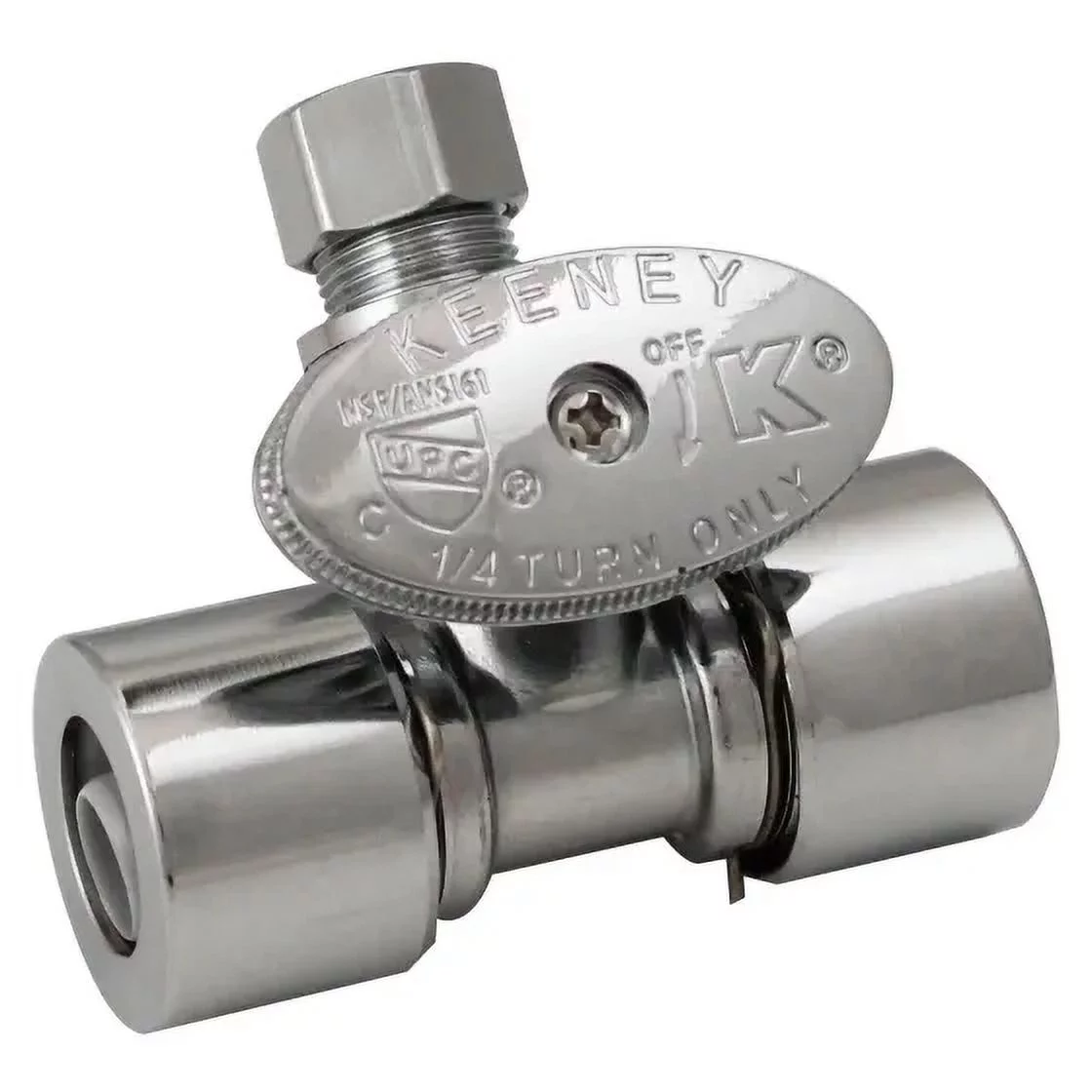 Plumb Pak K2802PCPO Keeney In-Line Valve, 1/2 By 1/2 By 3/8 in Connection, Brass Body, Each
