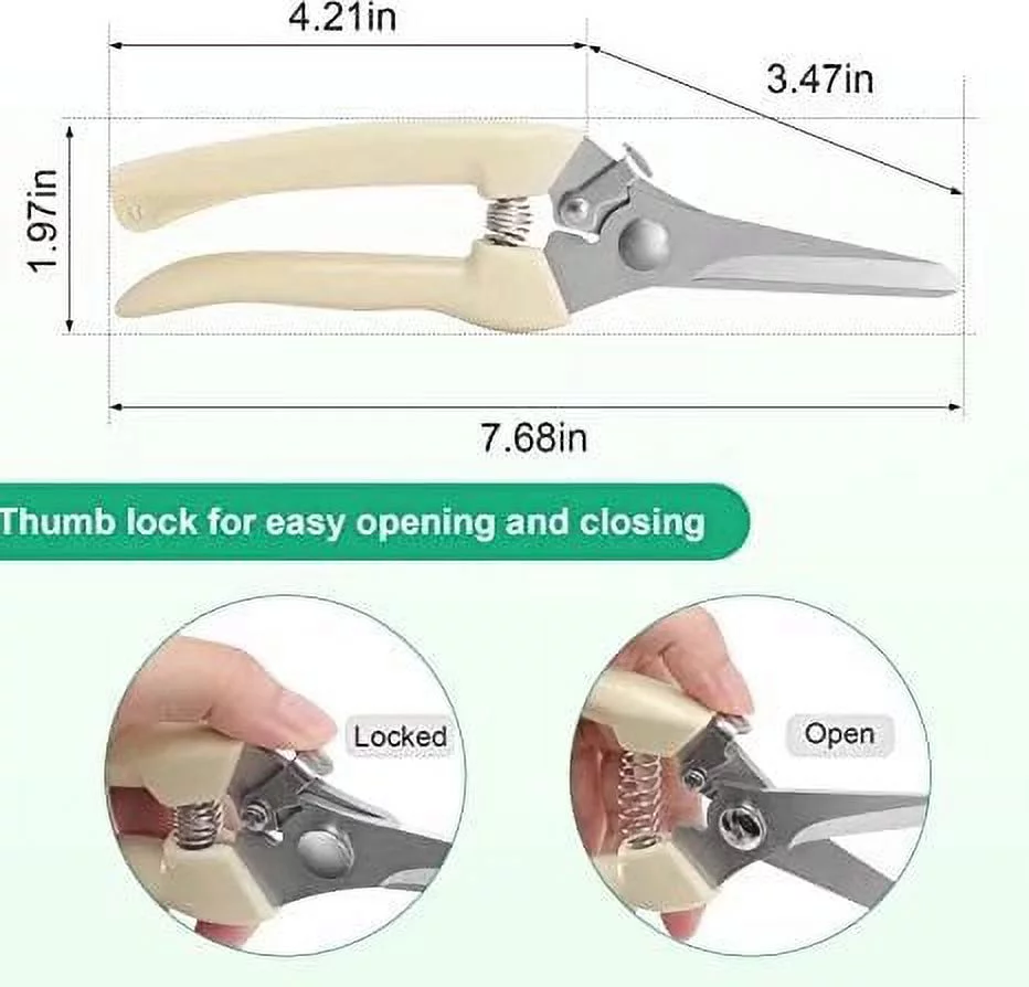 Garden Pruning Shears, Professional Stainless Steel Gardening Shears, Stainless Steel Blades for Picking Fruits, Trimming Potted Plants