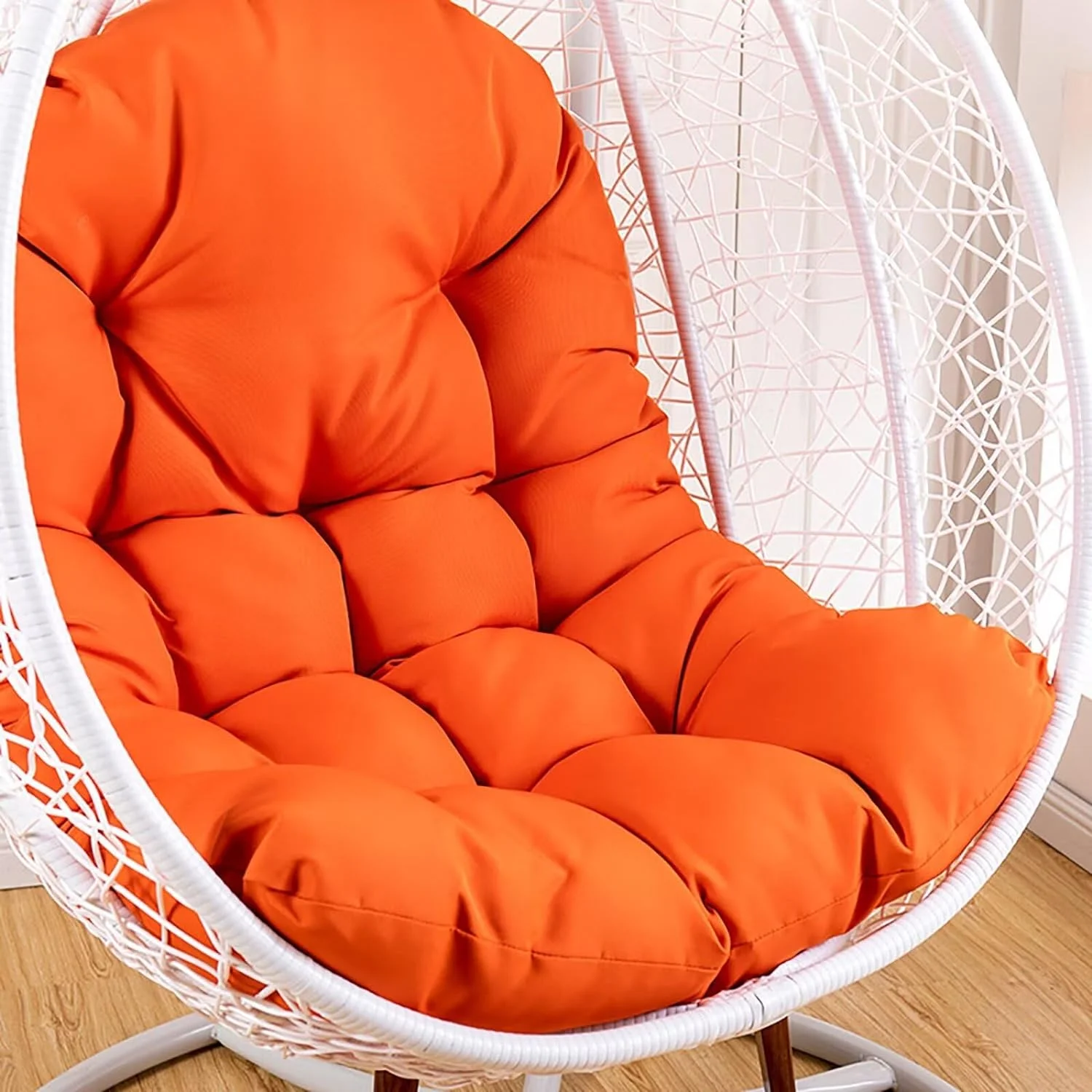 Thicken Orange Hanging Basket Seat Cushion Hammock Swing Chair Cushions U Shaped Egg Patio Chair Cushion for Indoor Outdoor Garden Offices 43x31in(Only Cushion)
