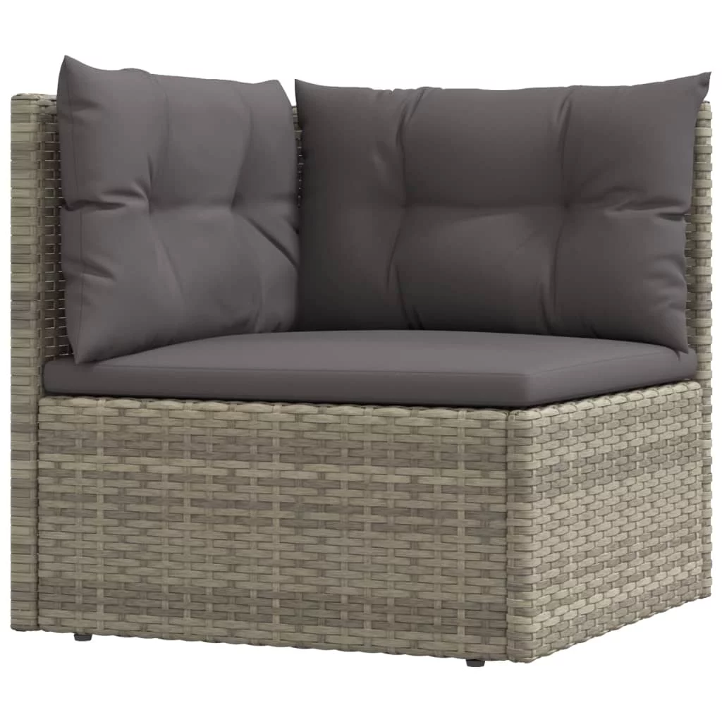 moobody 6 Piece Patio Set with Cushions Gray Poly Rattan