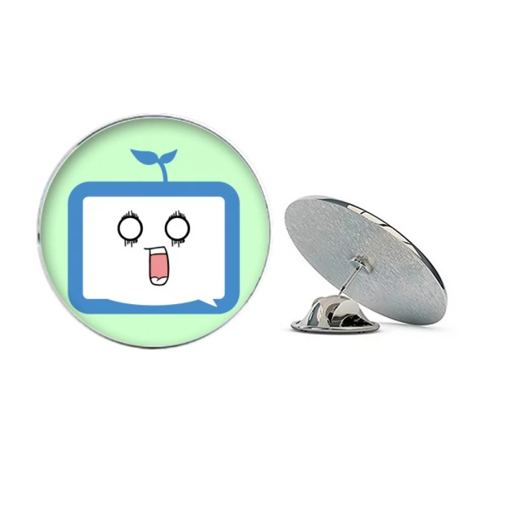 Saplings Surprised Small TV Face Original Round Metal Tack Hat Pin Brooch