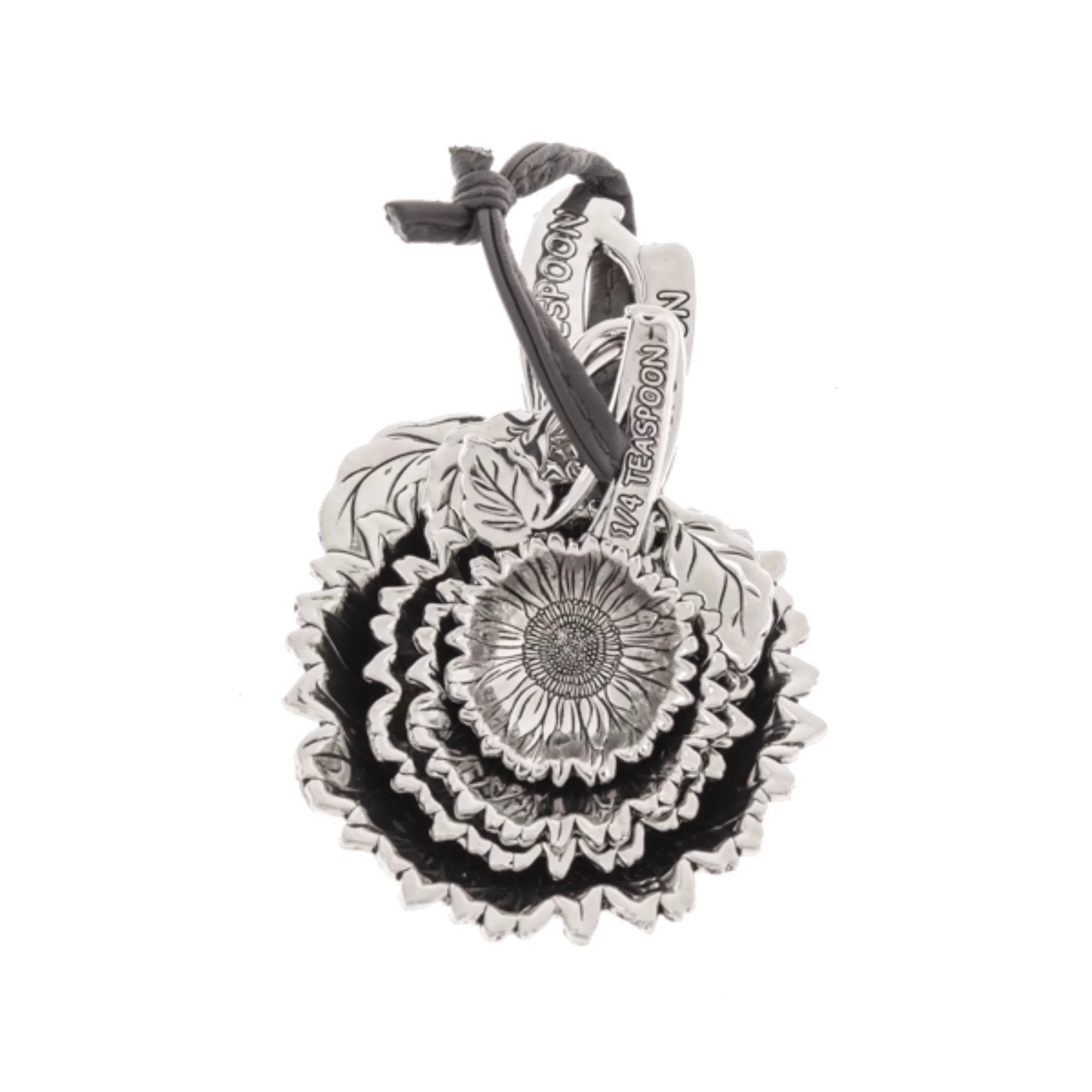 Ganz Kitchen Metal Stackable Measuring Spoons, Tablespoon/Teaspoon Set, Sunflower Design, 4 Pack