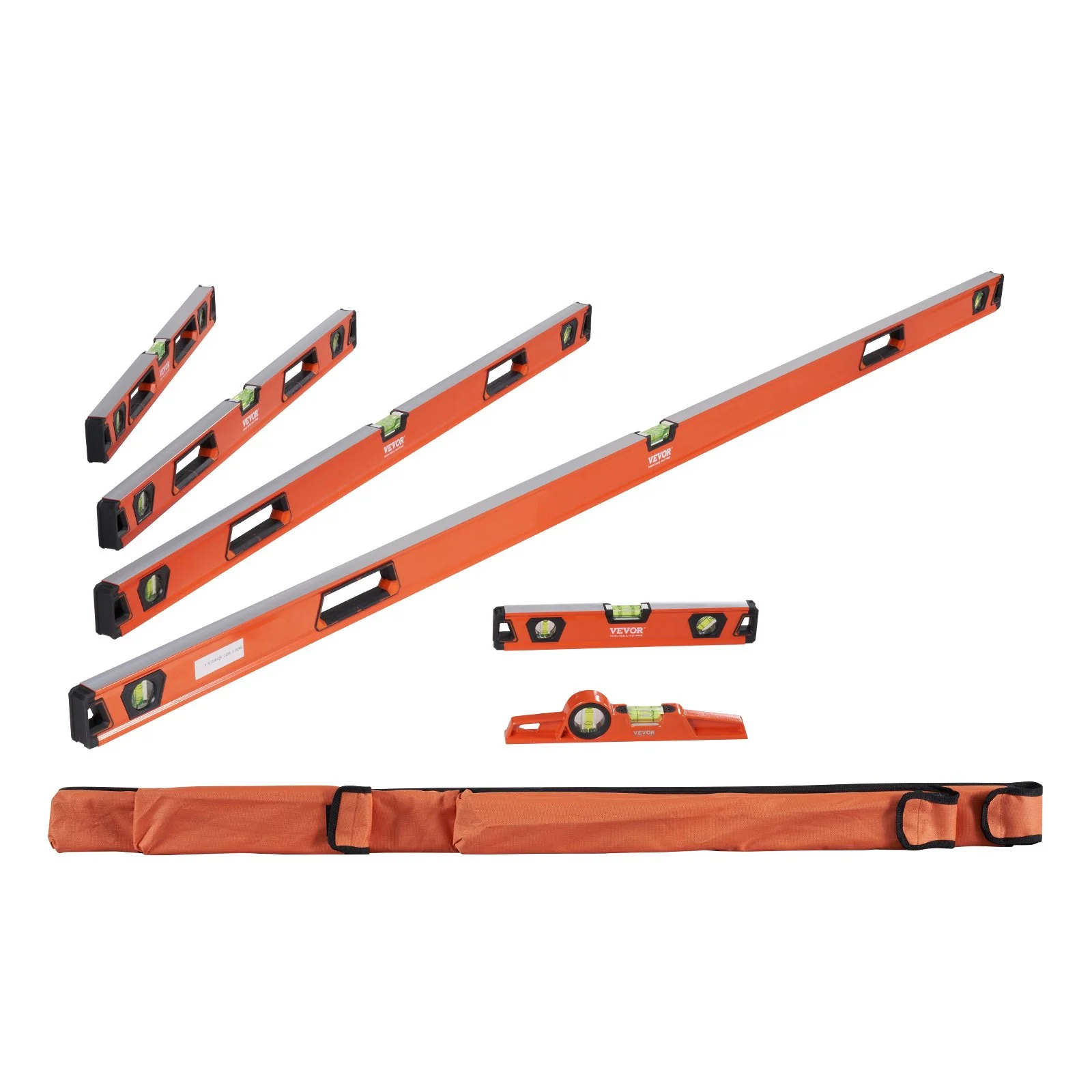 VEVOR Magnetic Torpedo Level Set , 78/48/32/24/16/10 inches, Aluminum Alloy Leveler Tool with Bubble Vials, Ruler for 45/90/180 Degree