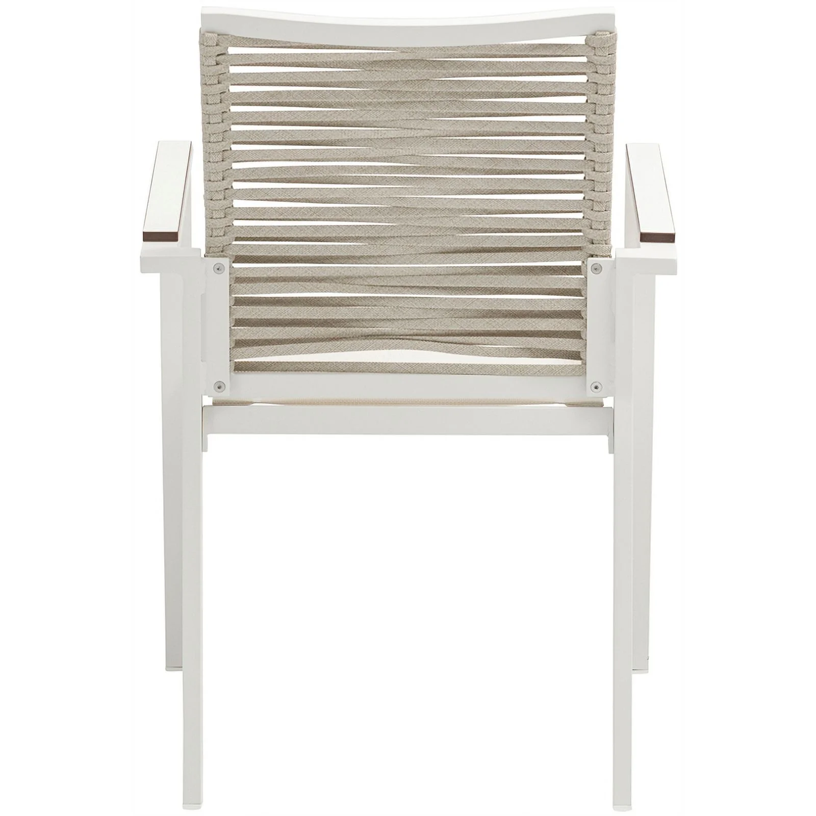 Meridian Furniture Maldives Cream Rope Fabric Outdoor Patio Dining Arm Chair