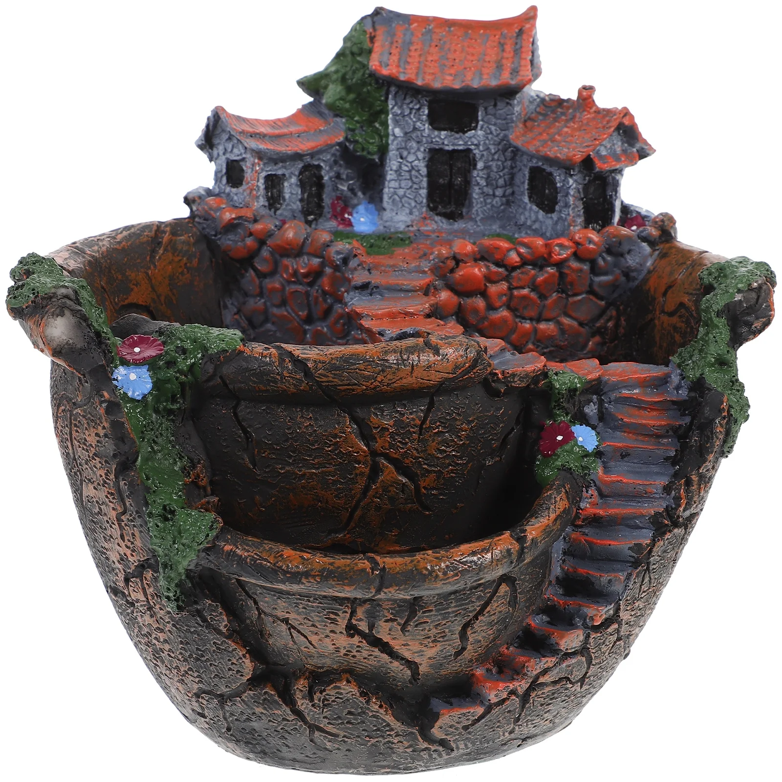 Qumonin Fall Decor Treehouse Flower Pot for Succulent Plants, Micro Landscap Pot