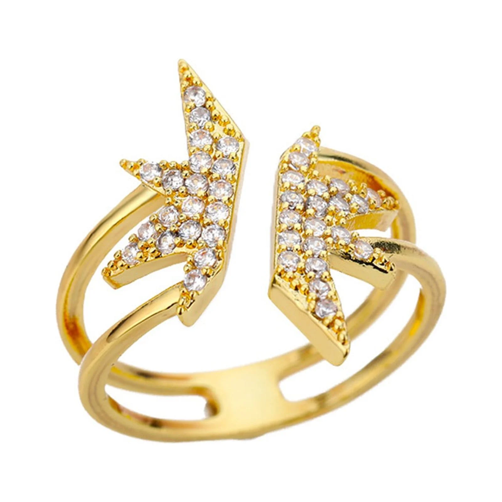 XZZjjl Sterling Fashion Jewelry Trendy Adjustable Crystal Rings Jewelry Maple Leaf Shape Ring Opening Ring Female Leaves