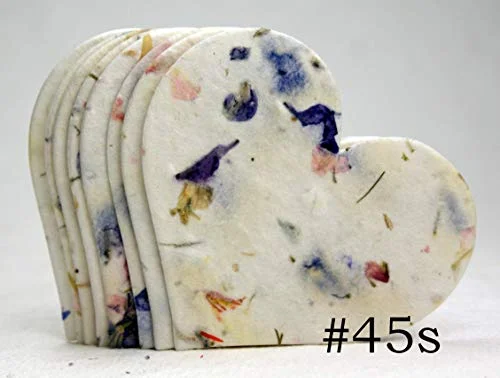 Bulk Seed Paper Large Hearts Flower Petals Set of 100 Recycled Handmade Shapes (Blue Recycled #45s)