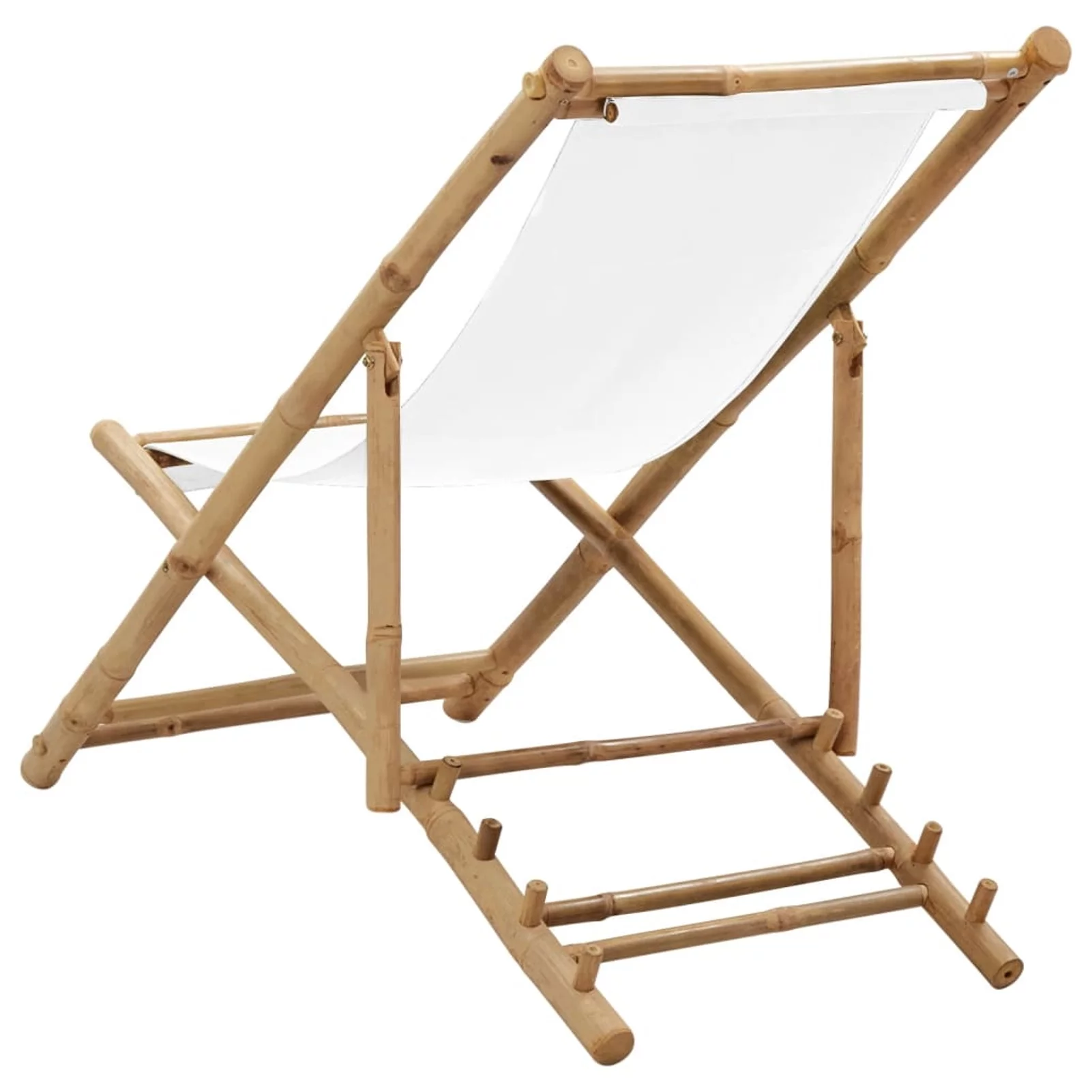 walmeck Patio Deck Chair Bamboo and Canvas