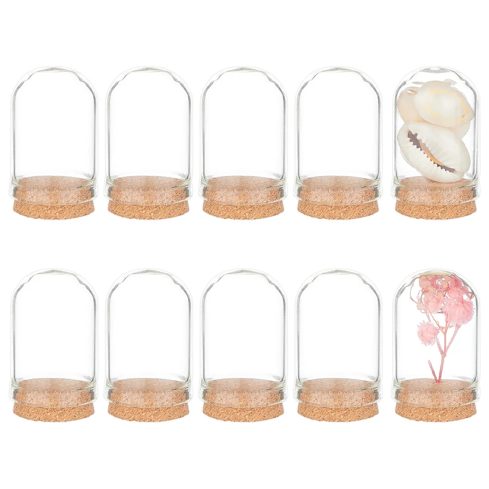 1Box Glass Dome Cloche Cover Bell Jar with Cork Base For Doll House Container Dried Flower Display Decoration Clear 36.5x22mm 25pcs