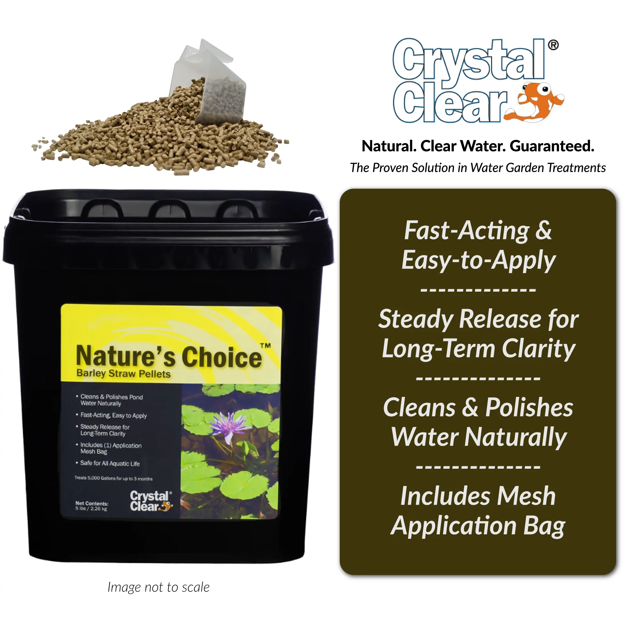 CrystalClear Nature's Choice Barley Straw Pellets - Natural Pond Treatment - 2 Pound Bucket Treats Up to Gallons 2 lb