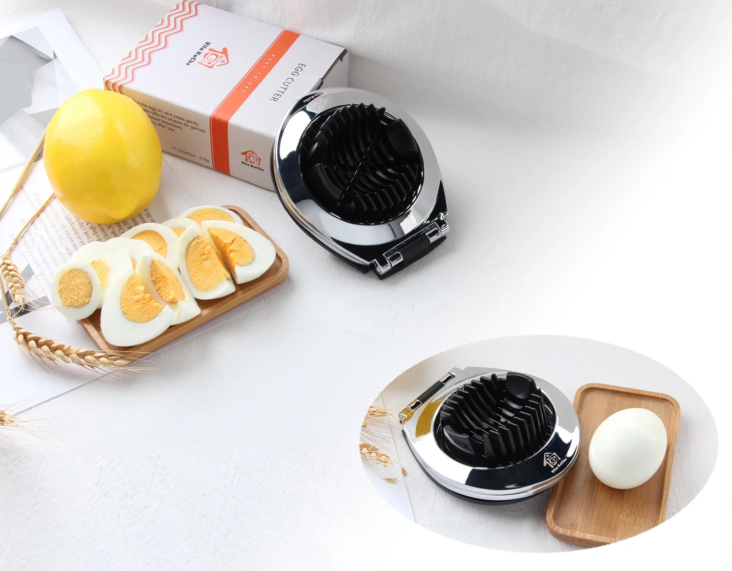 Vila KuChe Multi Function Stainless Steel Egg Slicer Knives Hard Boiled Eggs