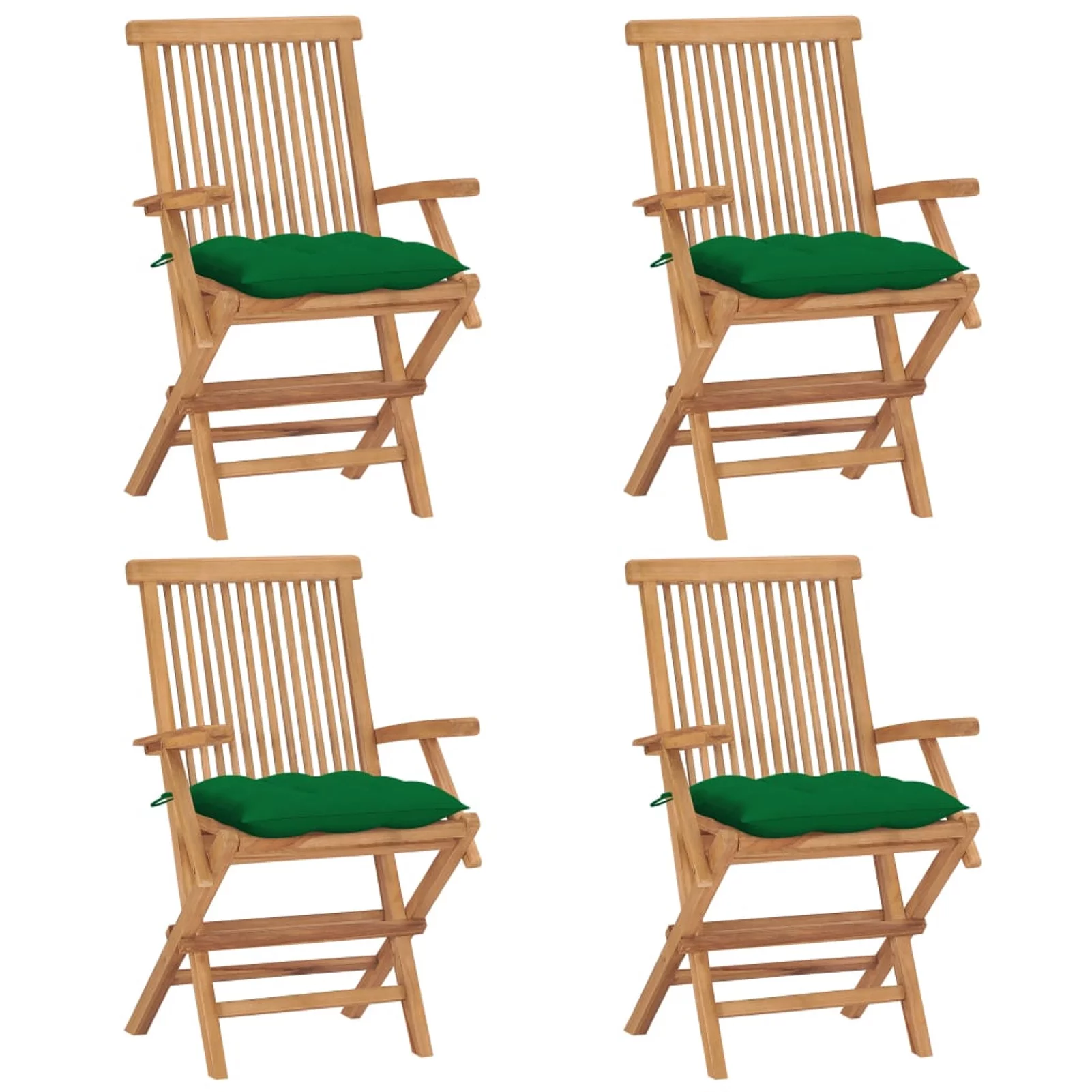 Aibecy Patio Chairs with Green Cushions 4 pcs Solid Teak Wood