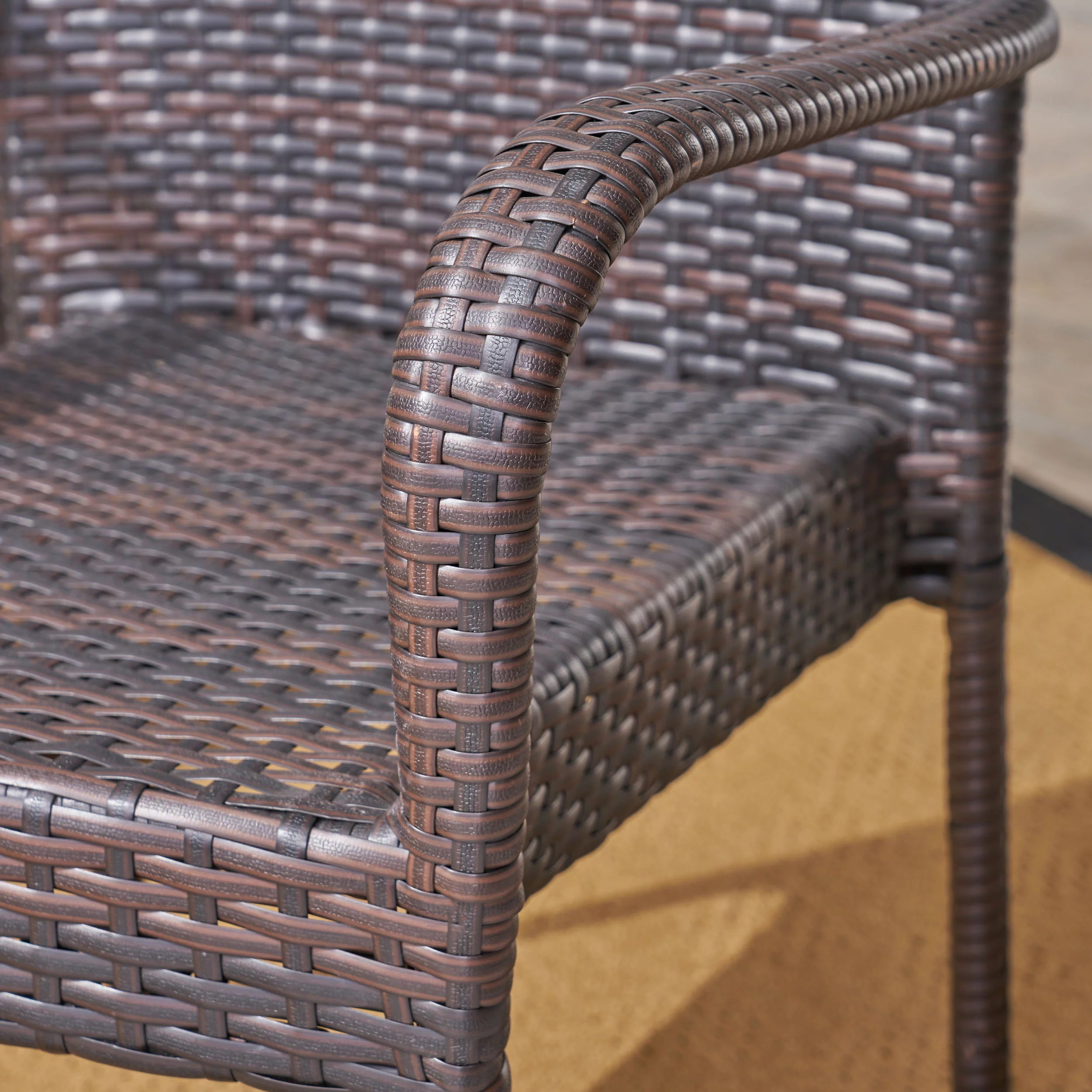 Noble House Melville 7 Piece Wicker Patio Dining Set in Brown