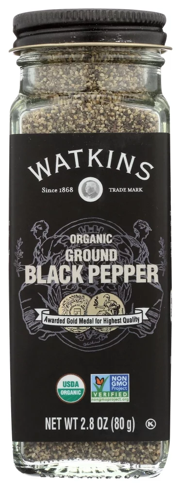 Watkins Gourmet Organic Spice Jar, Ground Black Pepper, 2.8 oz