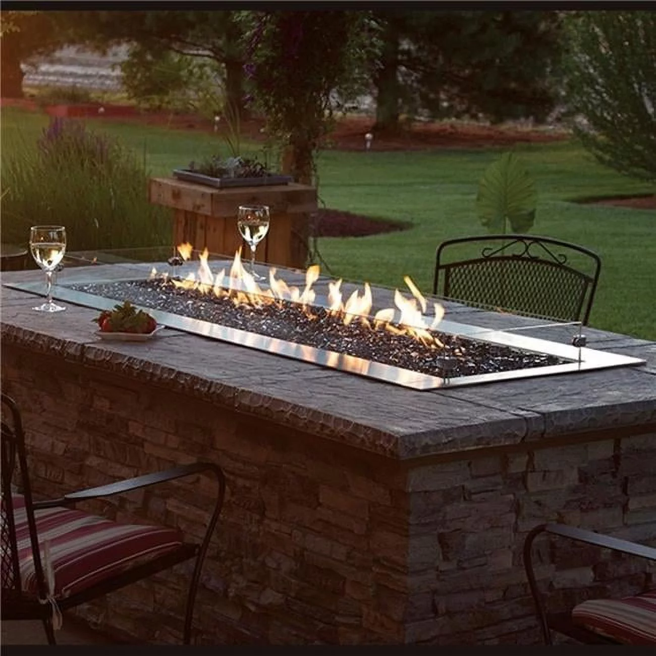 48 in. Natural Gas Manual Multicolor LED Lighting Fire Pit