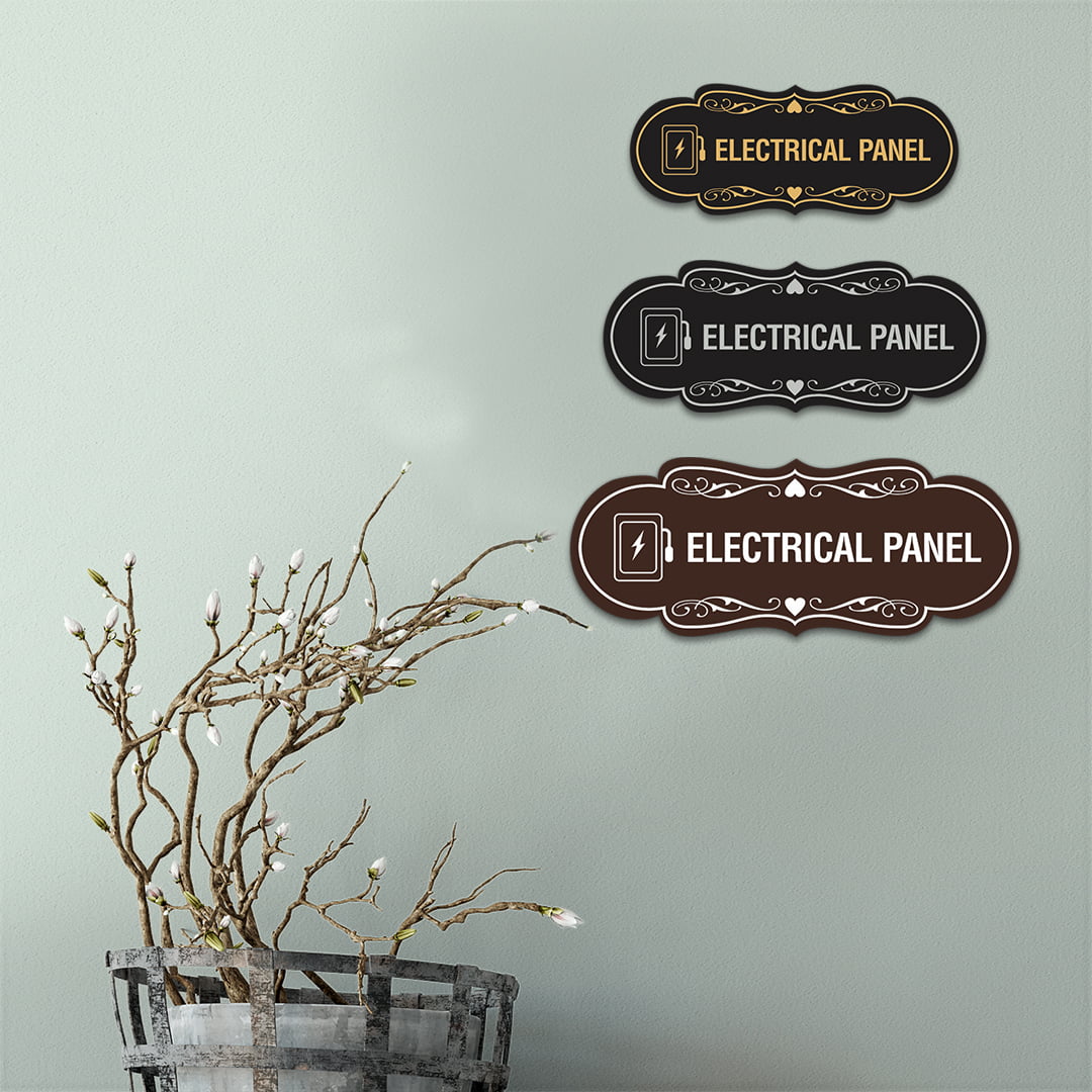 Designer Electrical Panel (Box) Sign (Brushed Silver) - Large