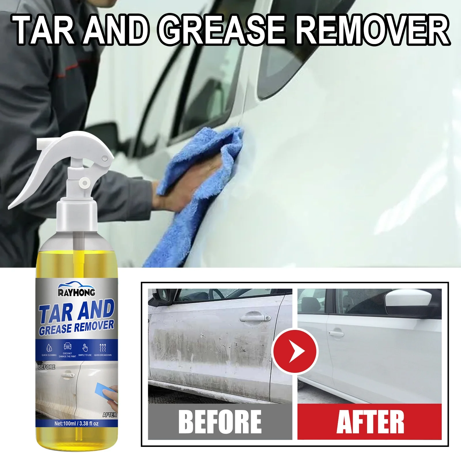 Car oil remover effective removal of surface dirt oil stains tar asphalt tree SAP cleaning agent