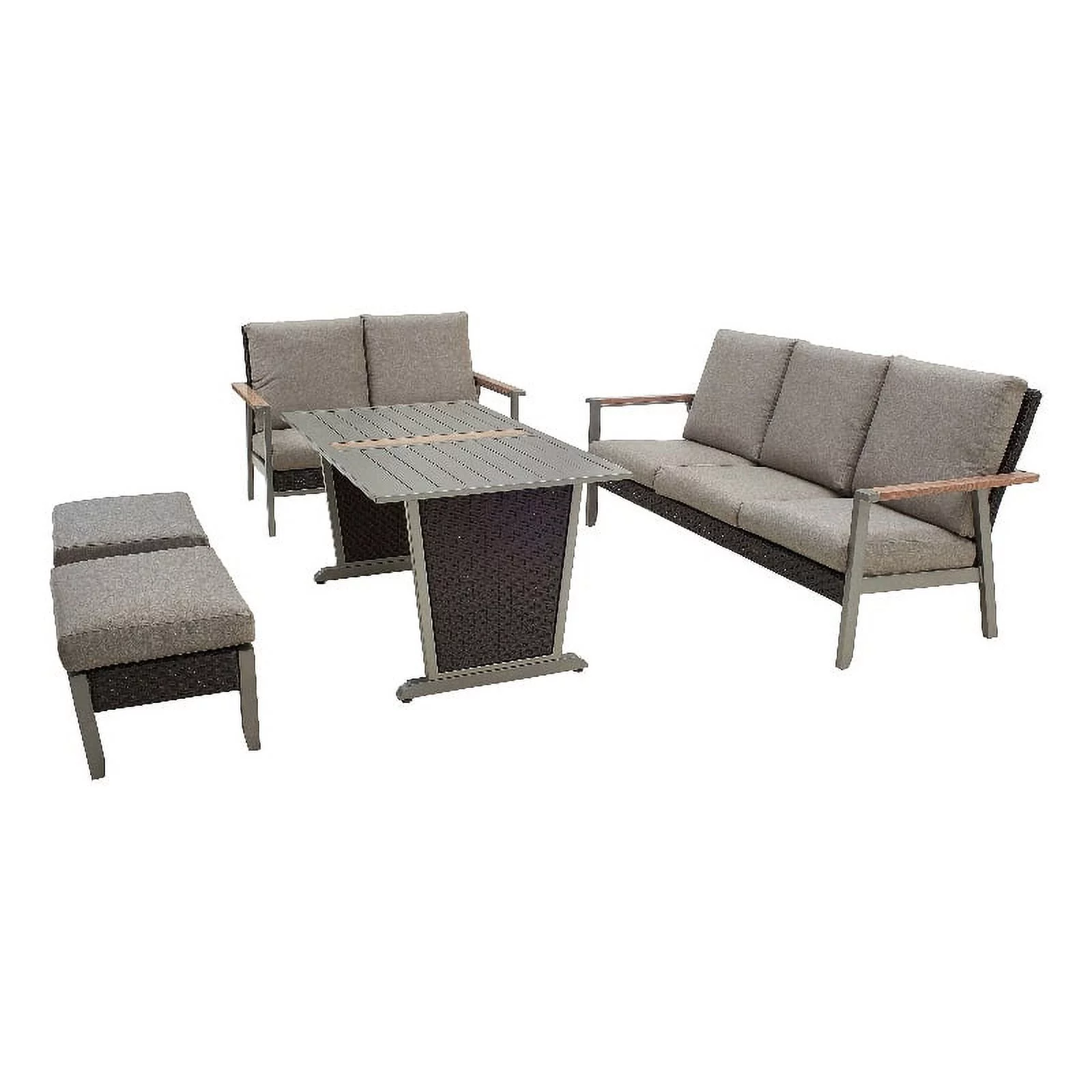 Patio Festival Metal 5-Piece Outdoor Dining Set in Gray/Beige