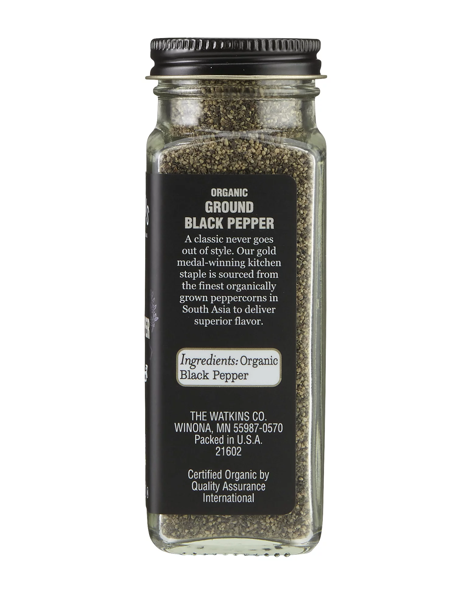 Watkins Gourmet Organic Spice Jar, Ground Black Pepper, 2.8 oz