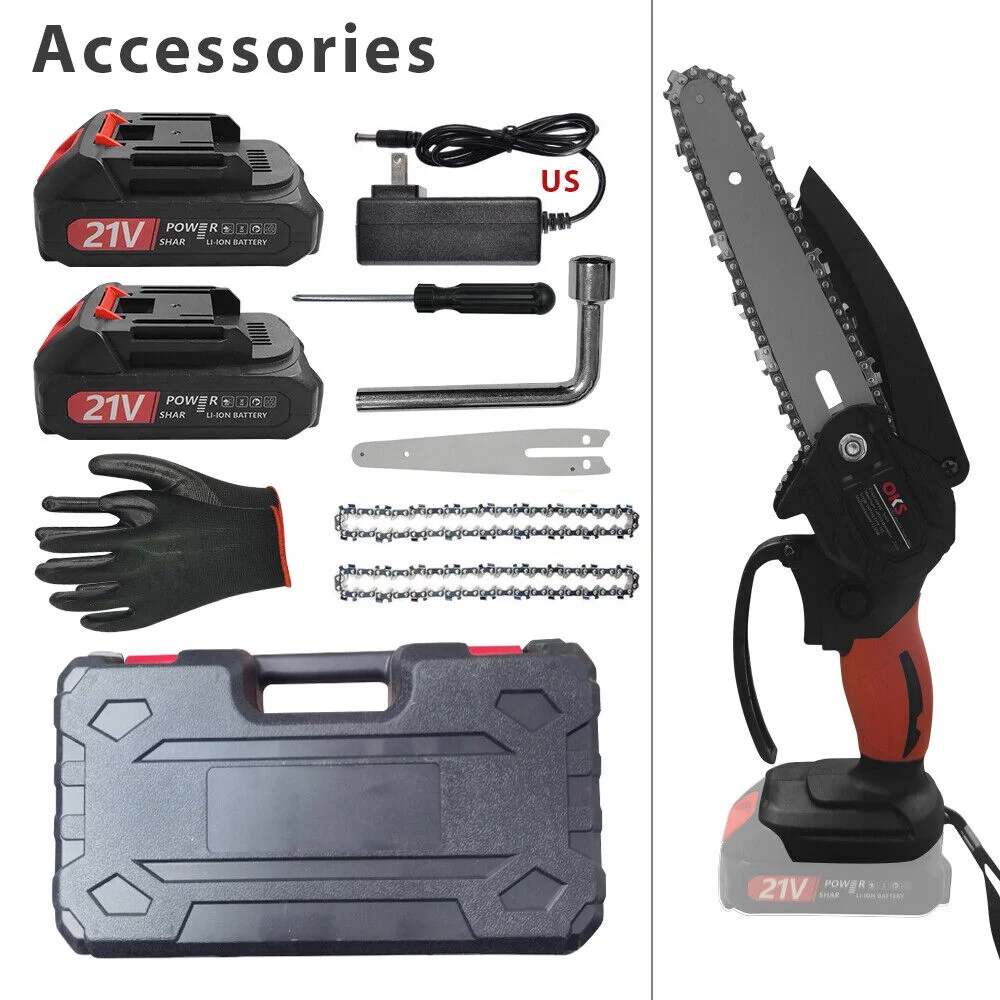 6"Mini Handheld Electric Chainsaw Cordless Chain Saw Wood Cutter Rechargeable