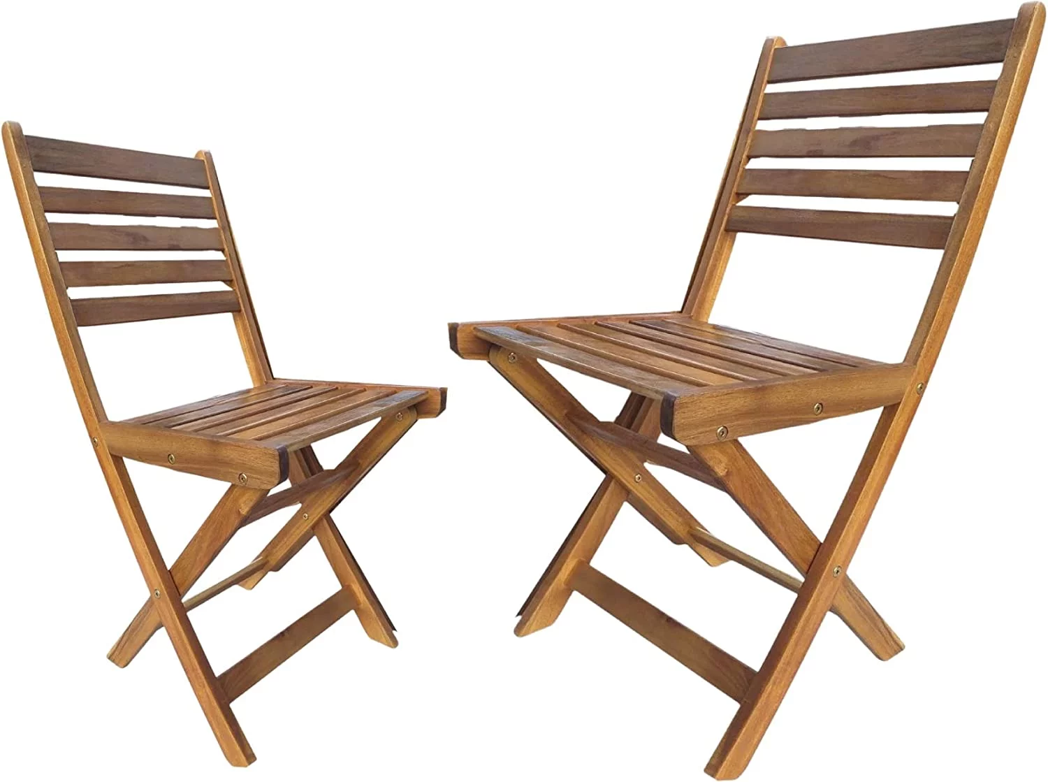 Outdoor Elegant Elegant Chair Set, 2 Foldable Acacia Wood Seats, Backyard, Balcony, Porch, & Garden Furniture, 15-1/2-Inches Wide x 15-3/4-Inches Deep x 32-Inches High, Teak