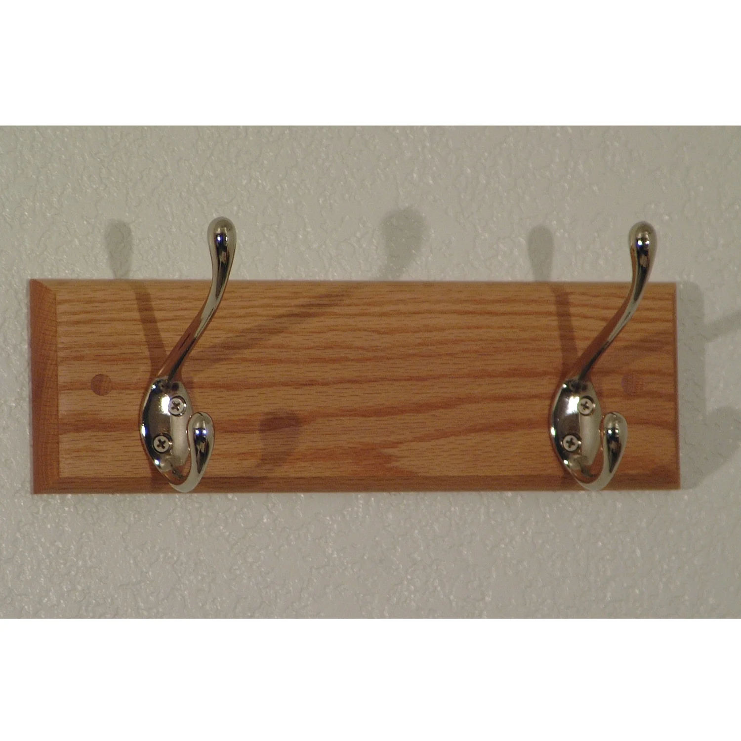 Wooden Mallet HCR-2NLO Double Hook Coat Rack in Light Oak - Nickel
