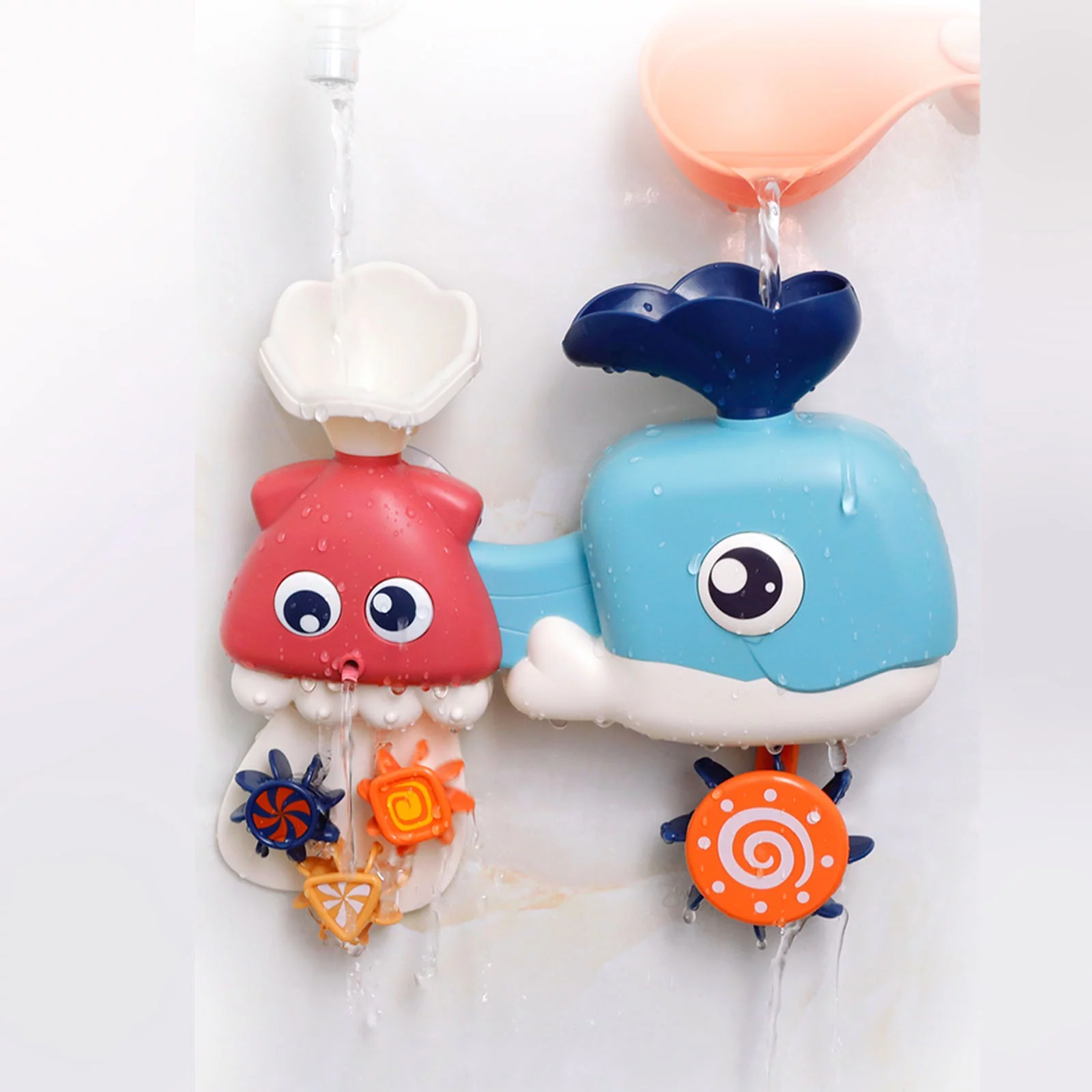 Baby Bath Toys for Toddlers 1 2 3 4 Years Old,Baby Bathtub Wall Whale Toy Waterfall Fill Spin and Flow,Birthday Gift for Boys Girls
