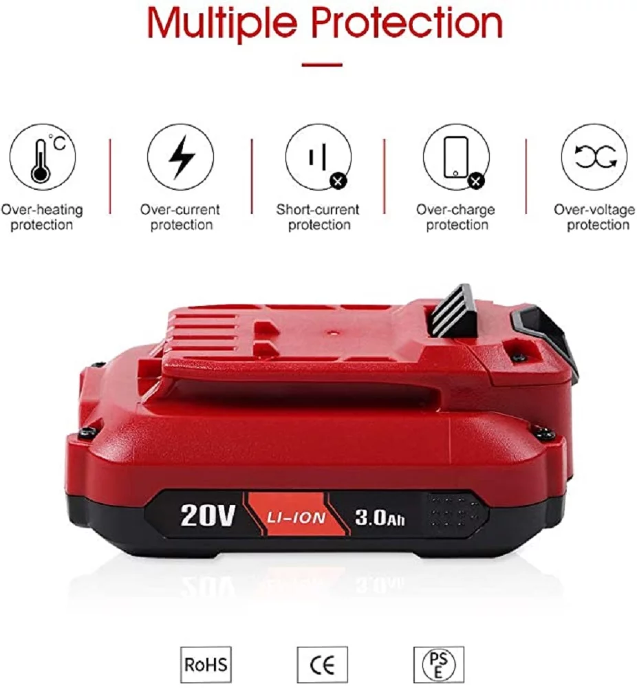 TenHutt 3.0Ah 20V Replacement Lithium Battery for Craftsman V20 CMCB202 CMCB202-2 CMCB204 CMCB205 CMCB206 (2PACK)