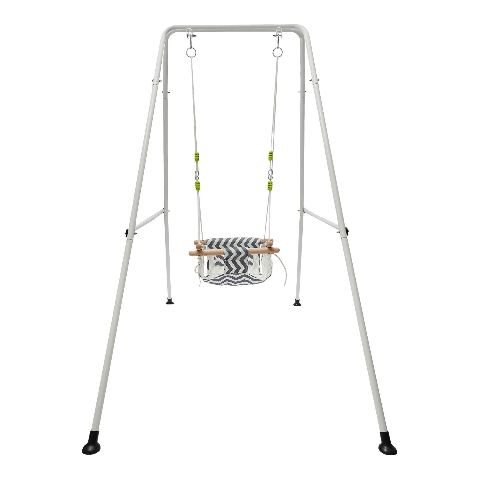 Baby Swing Set for Home Backyard, Outdoor Swing Stand Infant Kids A-Frame Metal Stand W/ Seat White