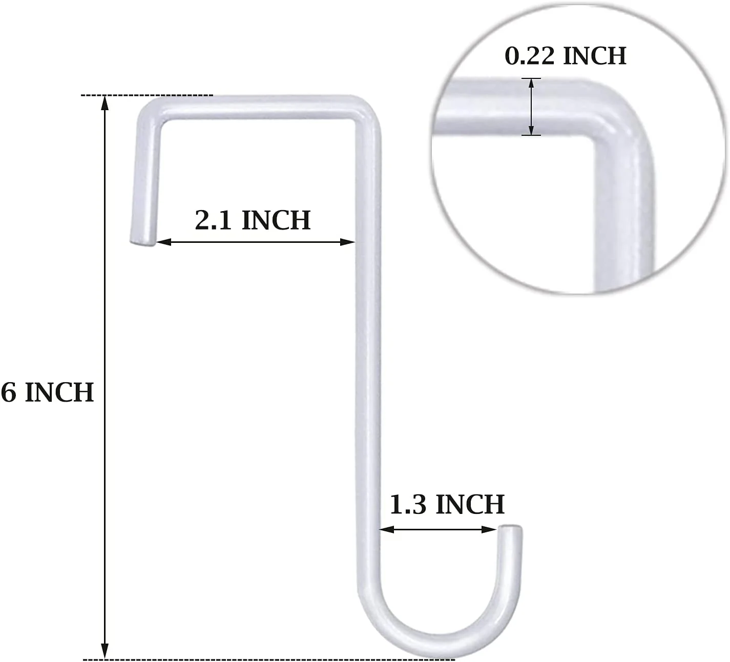 Chunhong Vinyl Fence Hooks Patio Hooks - 8 Pack 2 x 6 inch, Hangers for Indoor & Outdoor Hanging Lights, Plants & Planters, Bird Feeder, Decorations, Sprinkler, Hose (White)