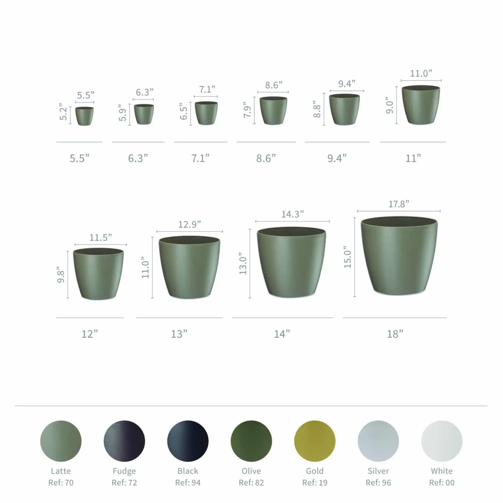 Crescent Garden 18'' Eva Planter - White